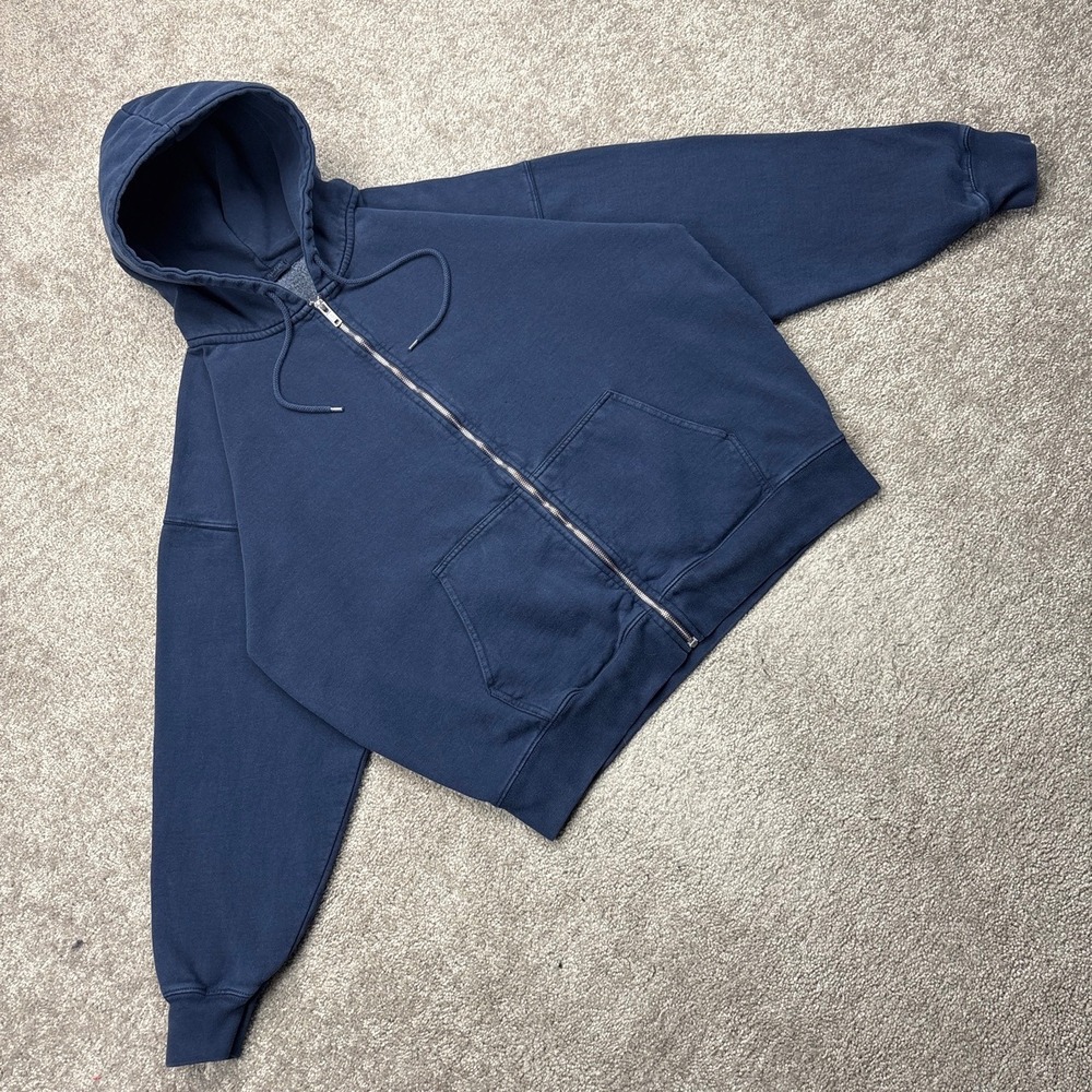 John Galt Brandy Melville Navy Blue Blank Full Zip Hoodie Large